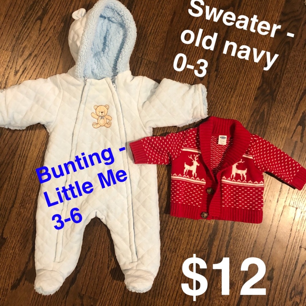 Baby boy bunting and sweater